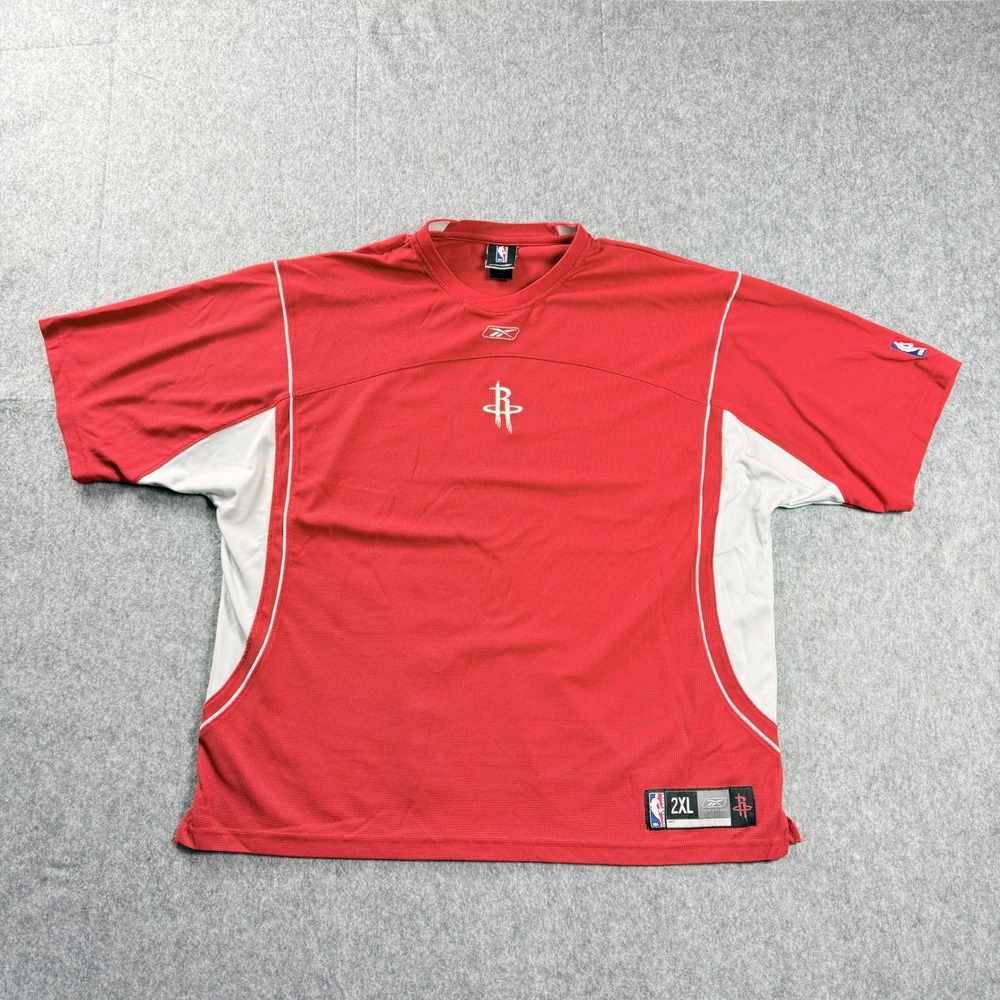Reebok Mens Shirt  2XL Red White Houston Rockets NBA‎ Mesh Top Vintage Y2K
